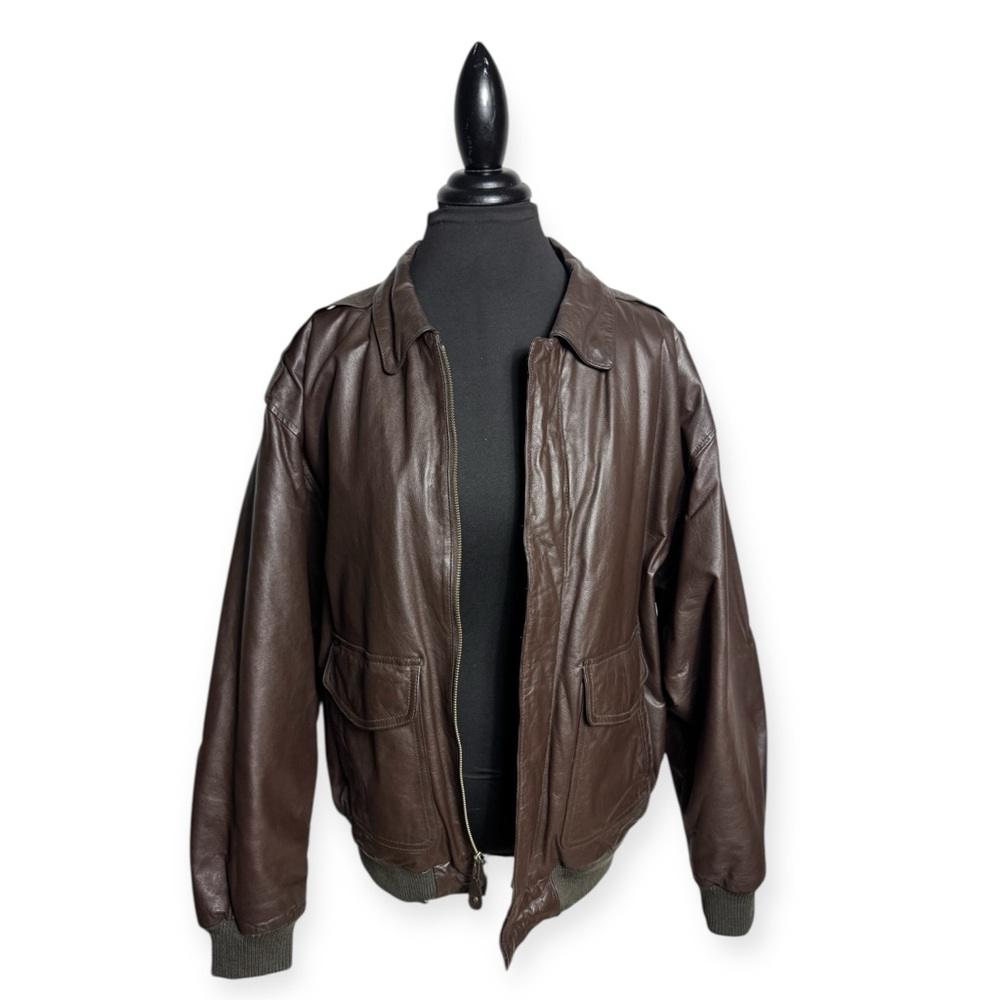 Vtg Context Leather Bomber Jacket - image 2